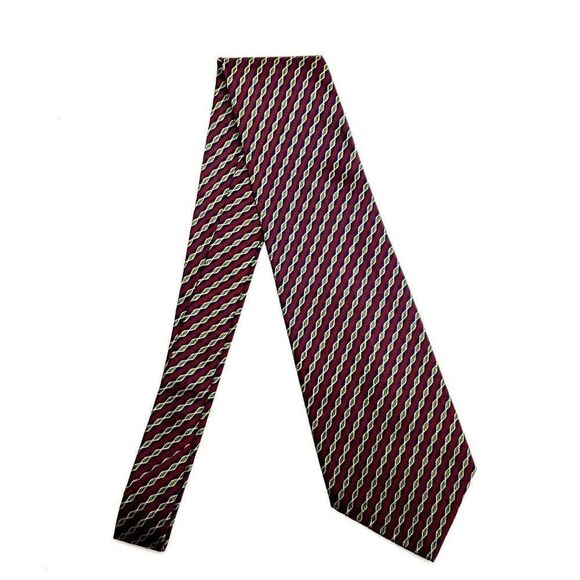 XMI Silk Tie Red Woven Striped USA Vintage Wide‎ - Picture 6 of 6